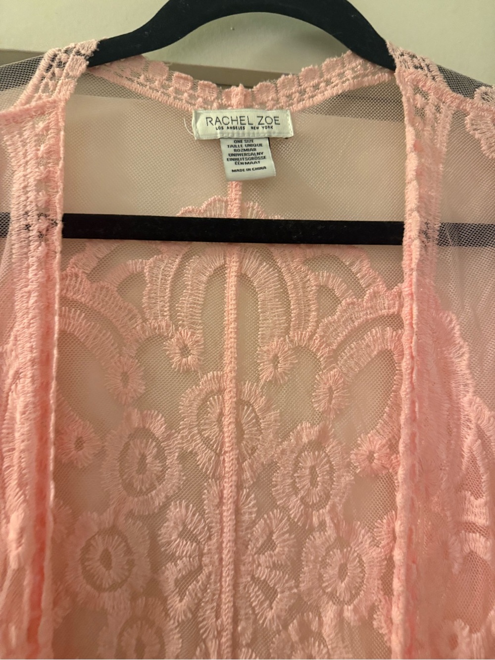 Rachel Zoe stunning lace fairycore dainty pink shall or cover up - Picture 3 of 4